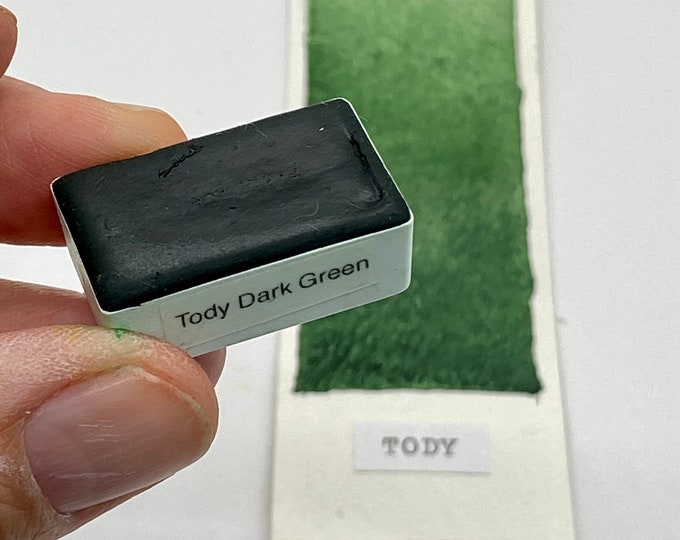 Featured listing image: Handmade Tody Dark Green Watercolor Paint: Non-Toxic Pigment PG8