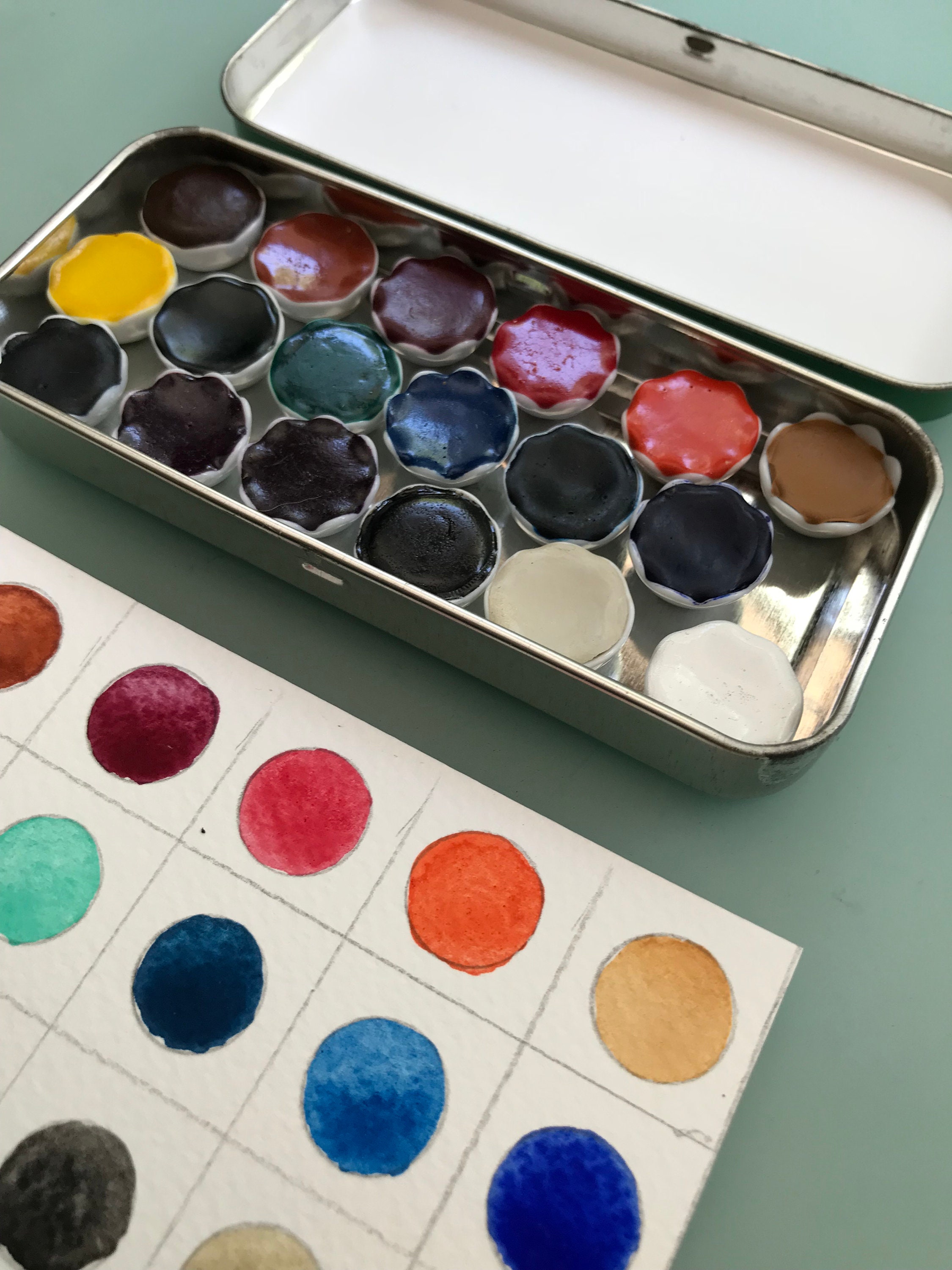 Limited Edition Watercolor Handmade Paint 18 ceramic half pans