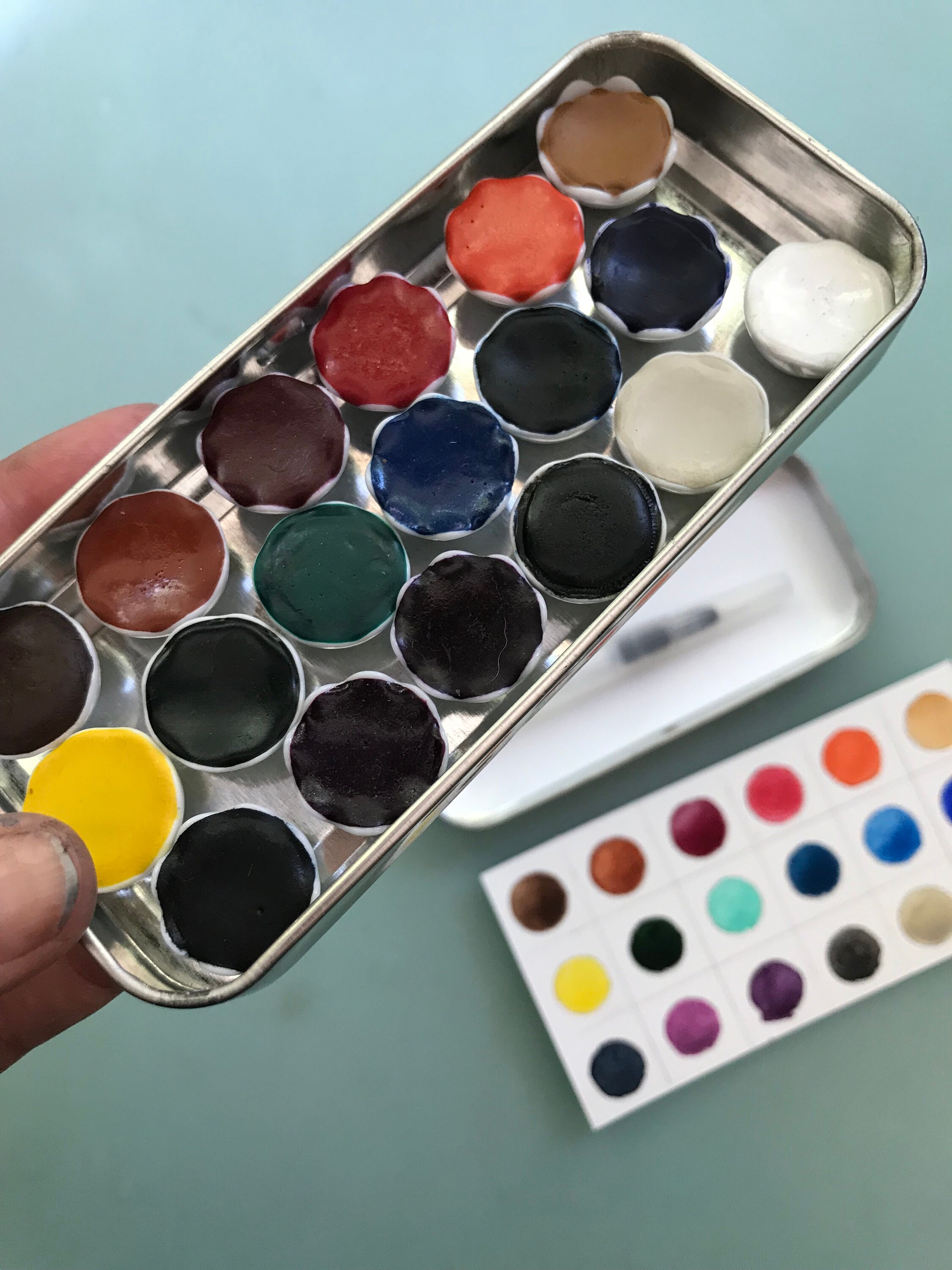 Limited Edition Watercolor Handmade Paint 18 ceramic half pans