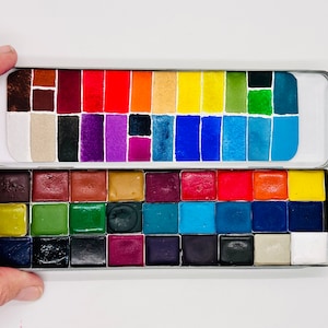 Handmade watercolor paint palette LIMITED edition 27 HALF pan in Pencil Tin
