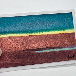 Cartão de nota em branco com aquarela pintada à mão (tamanho pequeno) 3,5 x 2,25 polegadas com envelope Arte original - Arte de paisagem, não é uma impressão