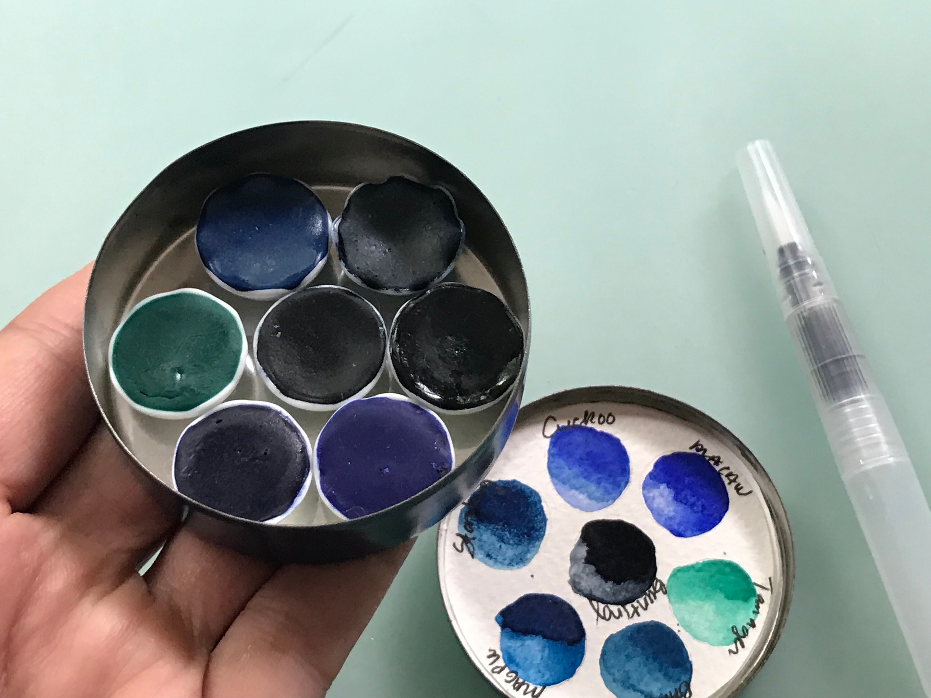 Handmade watercolor, aquarella paint palette LIMITED edition 7