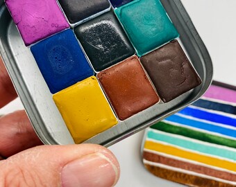 Super Cute Watercolour paint palette -  LIMITED edition in vintage Typewriter Tin with size 2 watercolor brush - Free Shipping in US