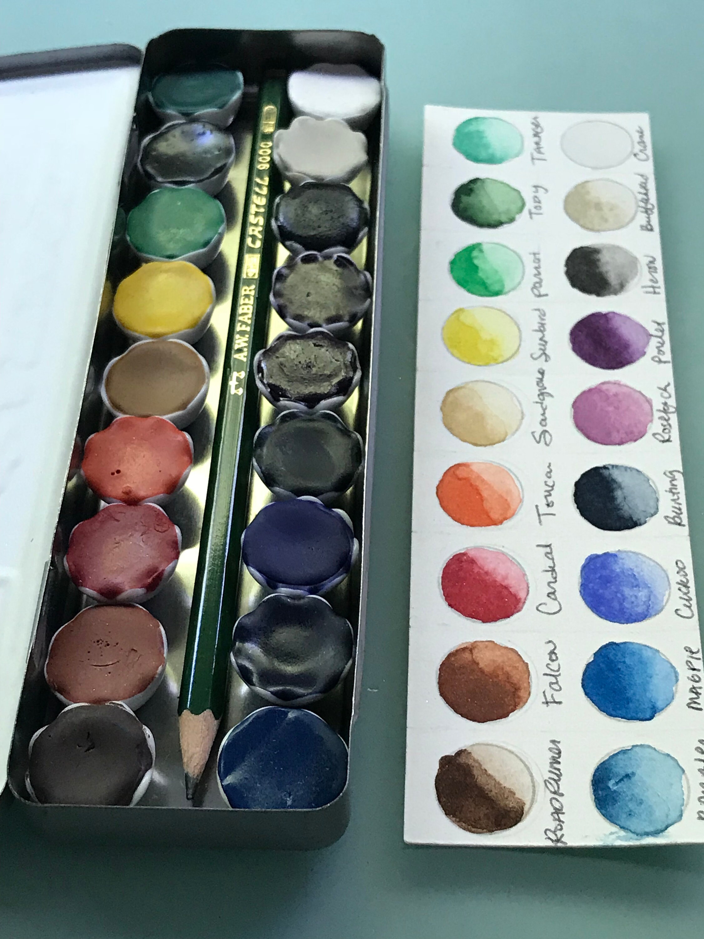 Limited Edition Watercolor Handmade Paint 18 ceramic half pans watercolor paint set in vintage