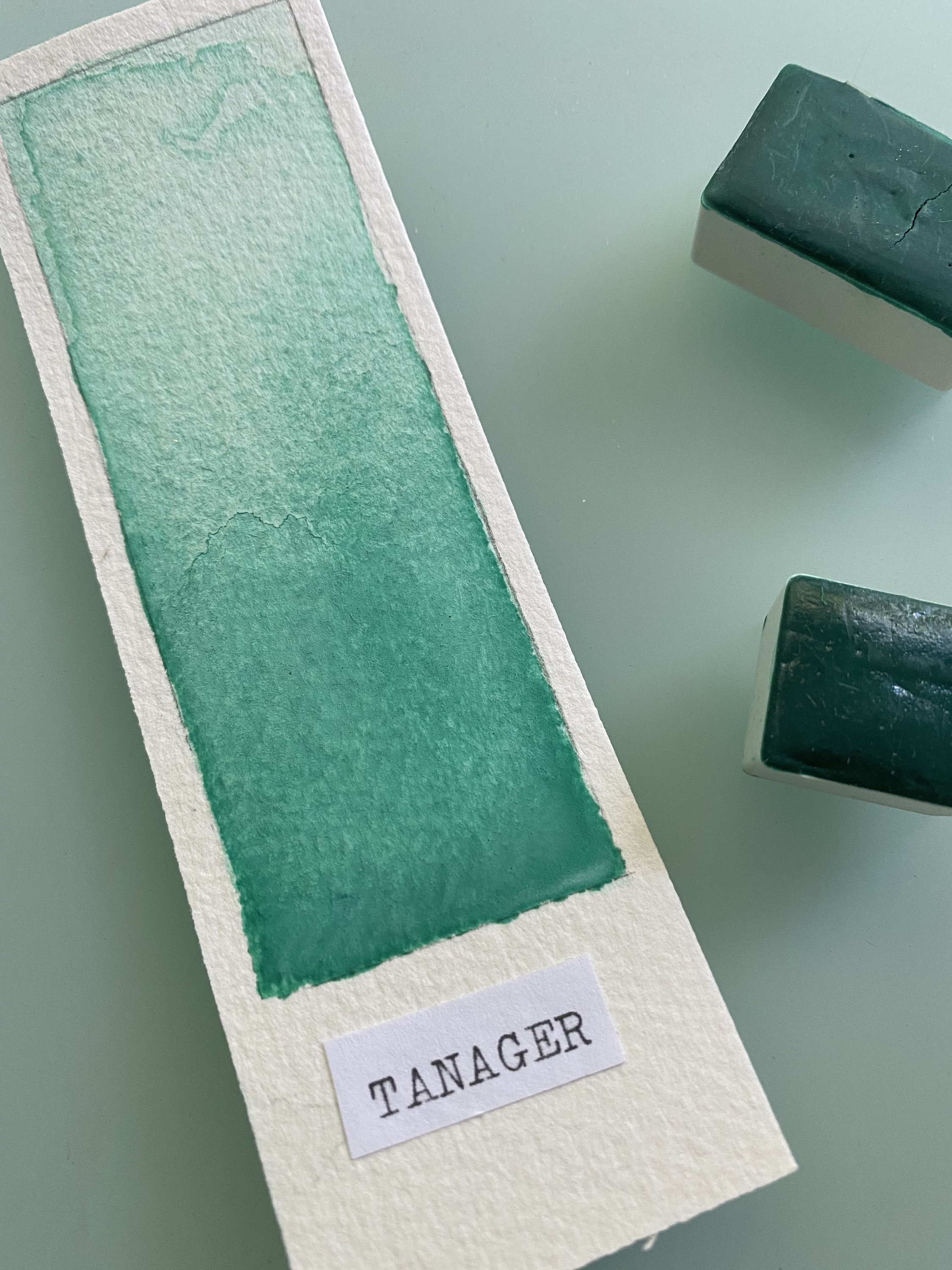 Handmade Watercolor paint PG7 Tanager Turquoise artist paint HALF and