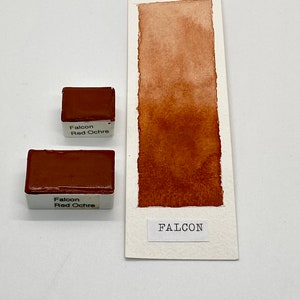 Handmade Watercolor paint CI Y43 Falcon Red Ochre artist paint HALF and WHOLE pans Non toxic image 2