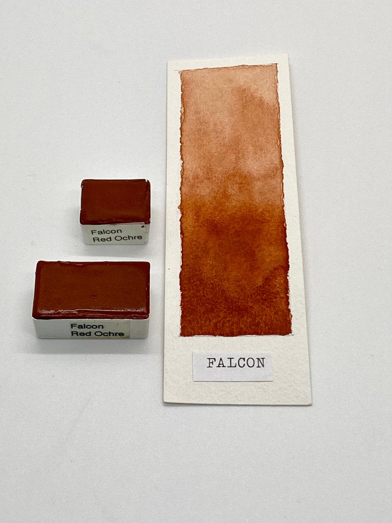 Handmade Watercolor paint CI Y43 Falcon Red Ochre artist paint HALF and WHOLE pans Non toxic image 2