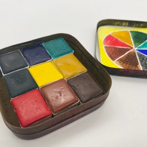 Handmade Watercolor Paint Palette: 9 Bird-Named Colors in Vintage Tin