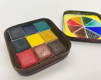 Perfect Handmade Watercolor paint palette -  LIMITED edition 9 half pans in vintage Typewriter Tin with water brush - Free Shipping in US