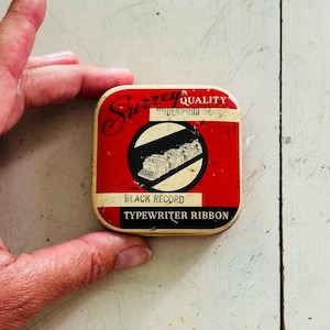 Vintage &quot;Black Record&quot; Typewriter Ribbon Tin Watercolor Palette | Mini Plein Air Paint Set | Black Record Upcycled Artist Palette