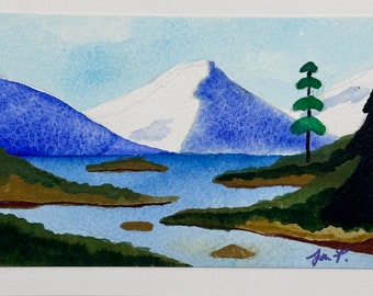 Charming Hand Painted Watercolor Blank Note Card 3.25 x 5 with Envelope | Framable Art Work | Whimsical Landscape Art | Not a Digital Print