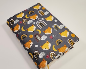 Foxes book cover, A5 book cover, Adjustable book cover, Fabric book cover, Handmade book case