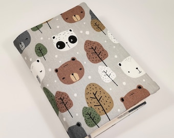 Bears book cover, adjustable book cover, padded book protector, A5 book jacket