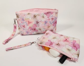 Set di due borse cosmetiche, borsa per il trucco, borsa con cerniera, borsa per il trucco con cerniera e maniglia