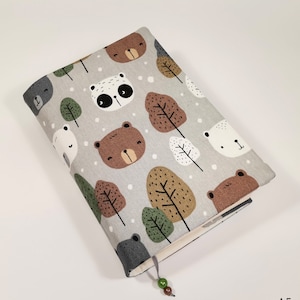 Bears book cover, adjustable book cover, padded book protector, A5 book jacket