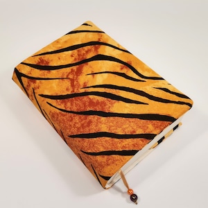 Book cover, fabric book sleeve, adjustable book cover, tiger cover for books
