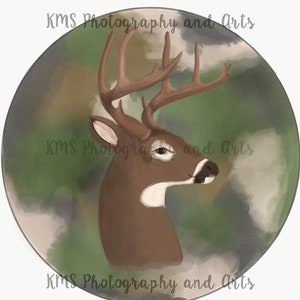 Camo and Deer PNG Digital Watercolor