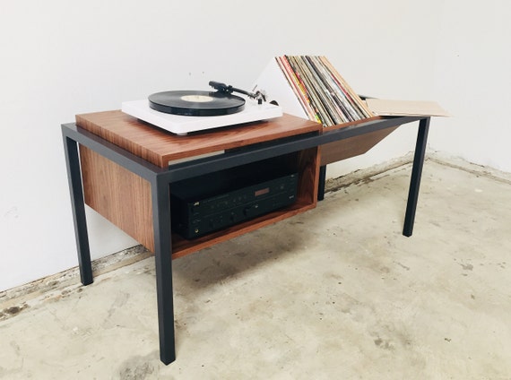 Hudson Record Player Table with Vinyl Storage Bin | Etsy