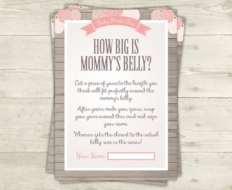 Baby Shower Games Printable How Big Is Mommy S Belly Etsy