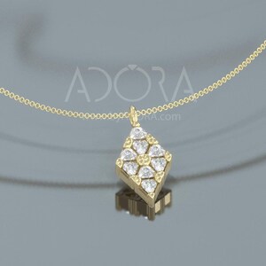 Handmade 14K Gold Geometric Moissanite Necklace | Delicate triangle Moissanite Geometric Pendant | Unique Geometric style Necklace