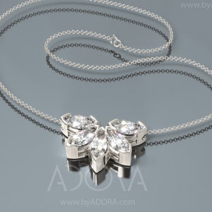 Handmade Marquise Diamond Necklace | 14k White Gold Marquise Diamond Pendant | Diamonds Bridal Necklace | Gift for Bride