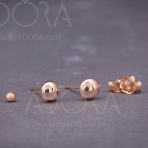 Handmade 14K Rose Gold Pebbles Stud Earrings | 14k rose gold half round stud earrings polished style | Ball Earrings |Bridal dainty earrings