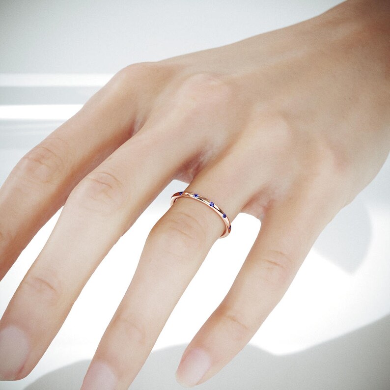 10/% OFF 14k Rose Gold Wedding Ring set with Blue Sapphire 14k solid rose gold wedding ring set with 12 brilliant natural sapphire
