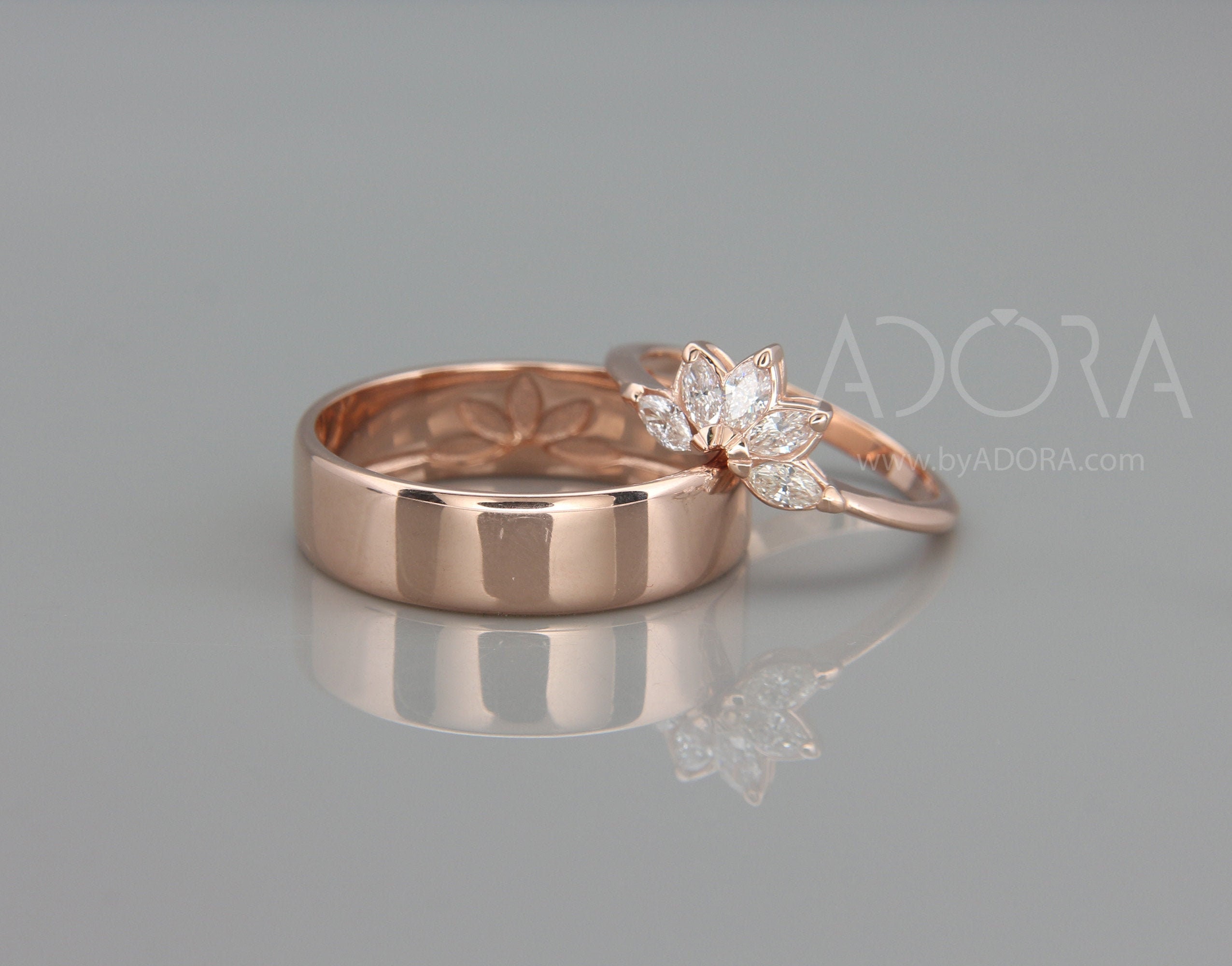 Rose gold wedding sets for her deals