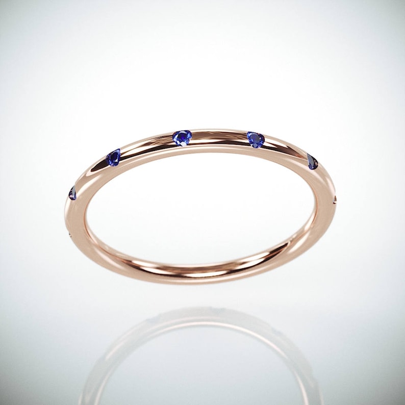 10/% OFF 14k Rose Gold Wedding Ring set with Blue Sapphire 14k solid rose gold wedding ring set with 12 brilliant natural sapphire