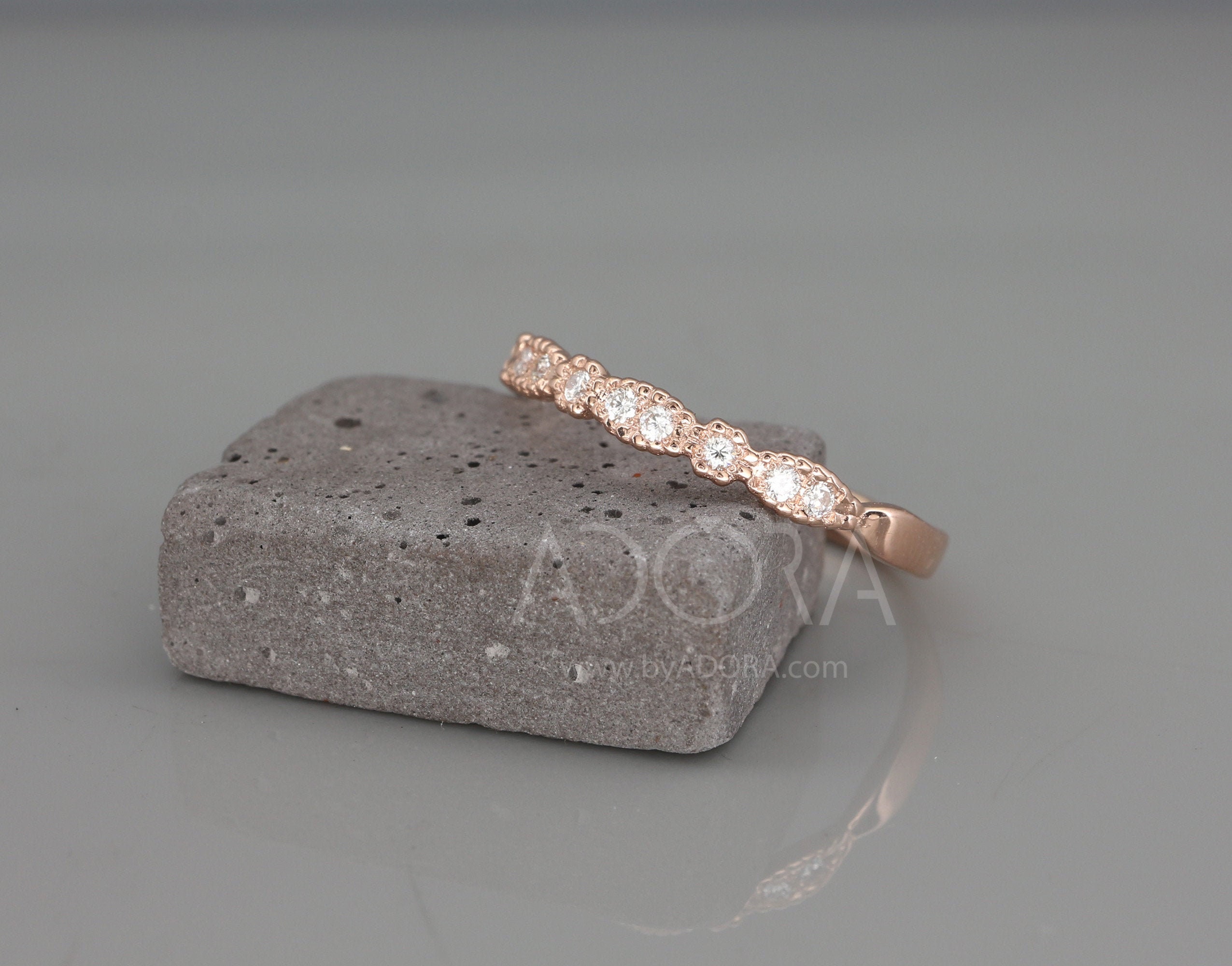 14k Rose Gold Diamond Eternity Wedding Ring | Handmade 14k Rose Celtic ...