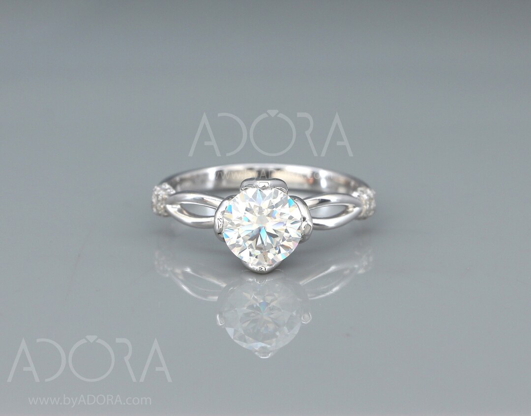 Lab Grown Diamond Engagement Ring in Royalty Style | 14k White Gold ...