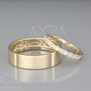 14K Solid Gold Celtic Wedding Rings Set With Diamonds - His And Hers Celtic Wedding Band - Eternity Wedding Rings - Eheringe Matching Rings