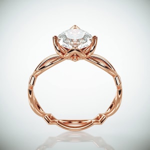 Delicate Moissanite Engagement Ring Rose Gold Celtic Engagement Ring set with 1ct Charles & Colvard Forever One Moissanite and Diamonds image 3