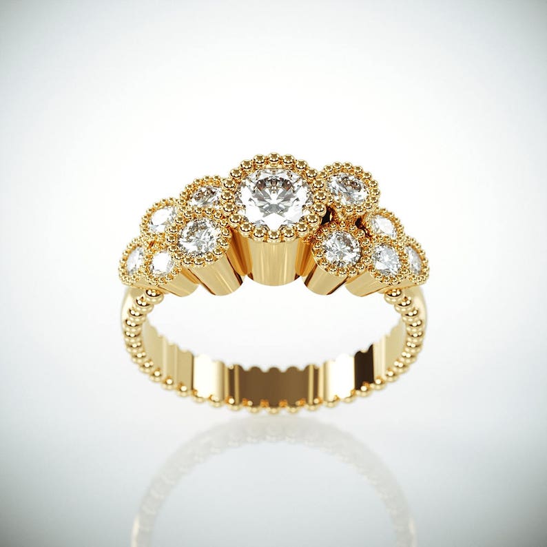 14K Gold Diamonds Engagement Ring in a Crown Towers style Etsy