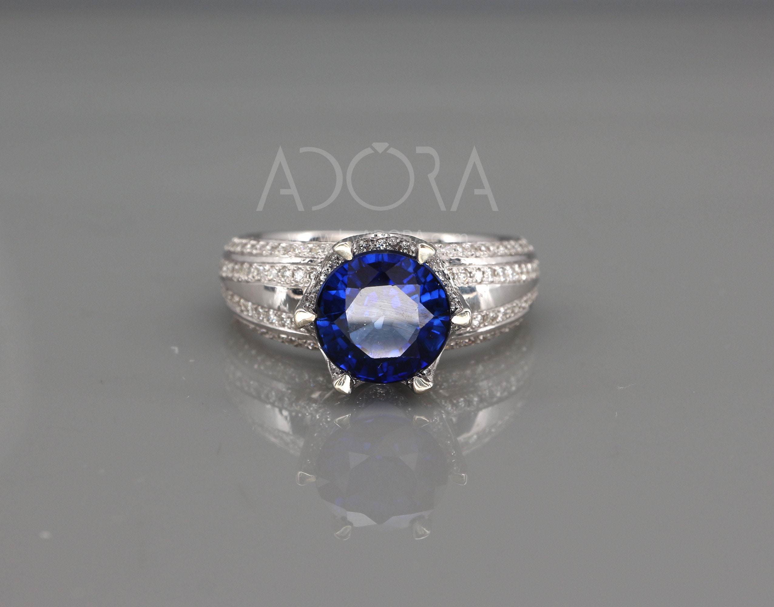 Blue Sapphire Engagement Ring 14k White Gold Engagement Ring Etsy