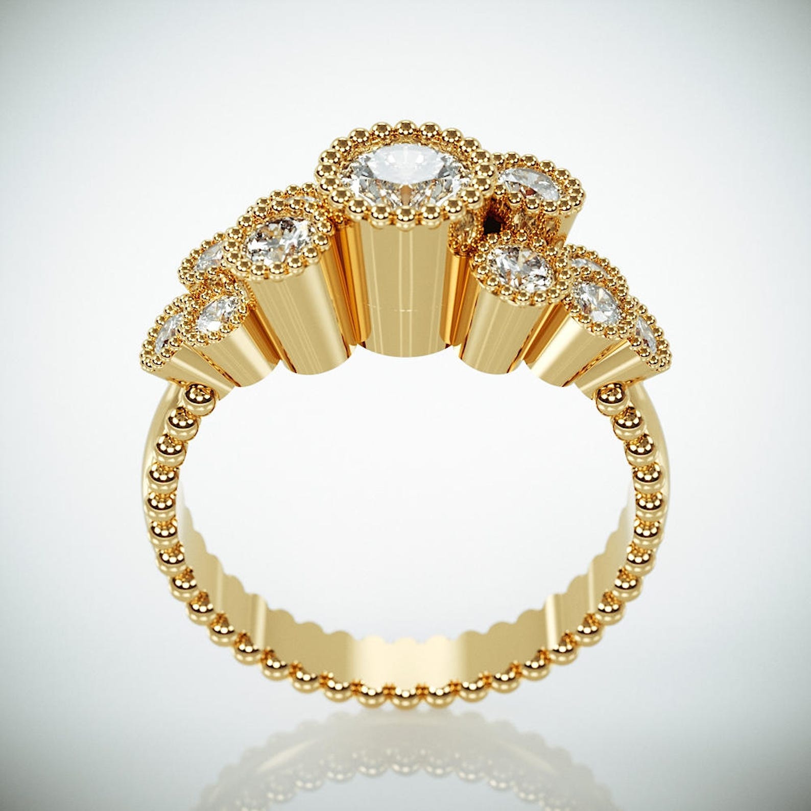 14K Gold Diamonds Engagement Ring in a Crown Towers style Etsy