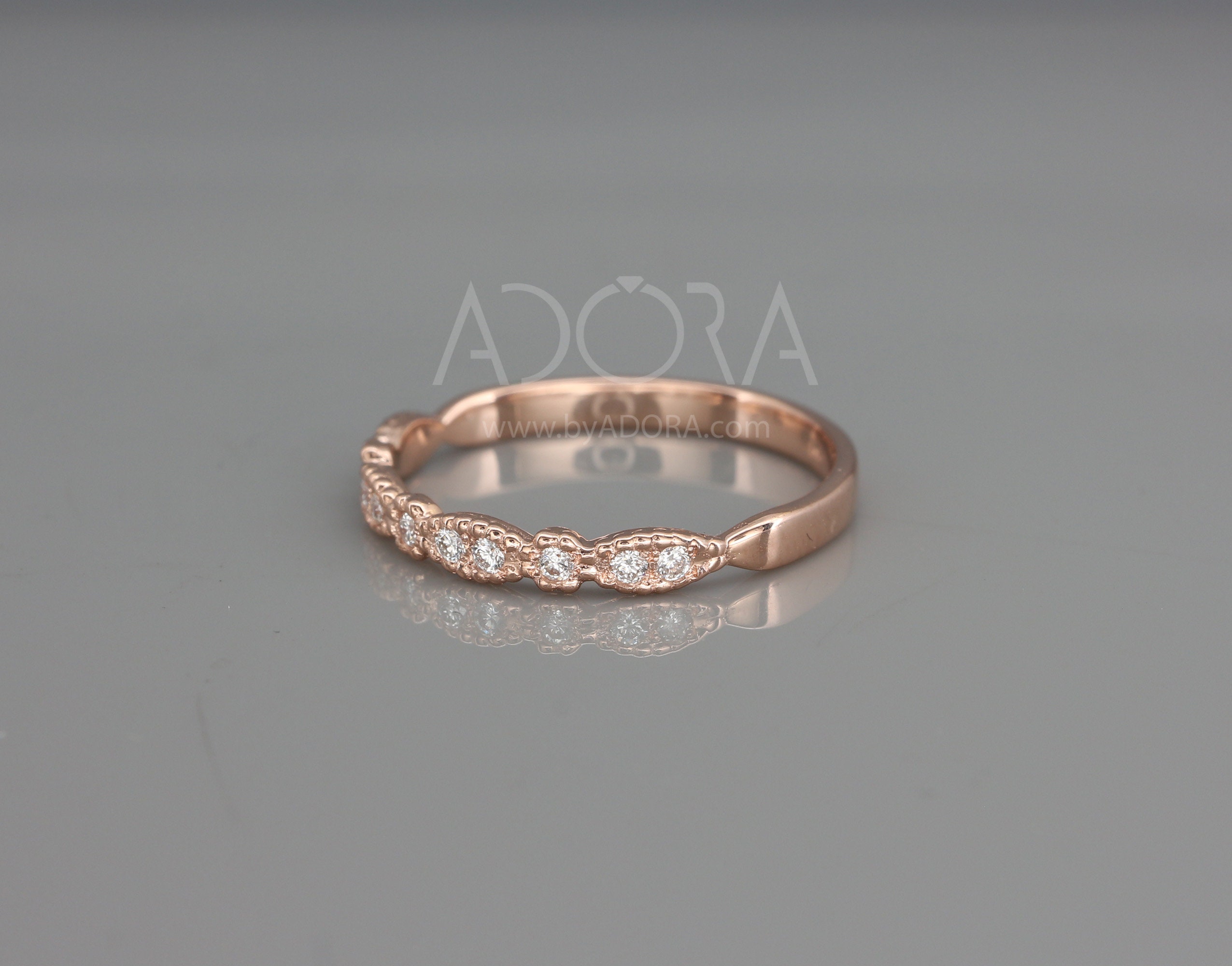 14k Rose Gold Diamond Eternity Wedding Ring | Handmade 14k Rose Celtic ...