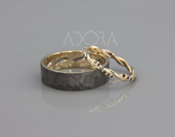 Fedi nuziali intrecciate in oro 14k fatte a mano con diamanti neri Fedi nuziali intrecciate in oro nero 14k Fedi nuziali intrecciate per lui e per lei Etsy Italia