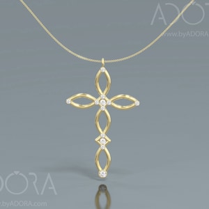 14k Gold Celtic Cross Entwined Pendant with Round Diamonds - Unique Women&#39;s Gift, Christmas Gift