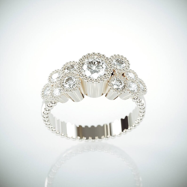 14K Gold Diamonds Engagement Ring in a Crown Towers style Etsy