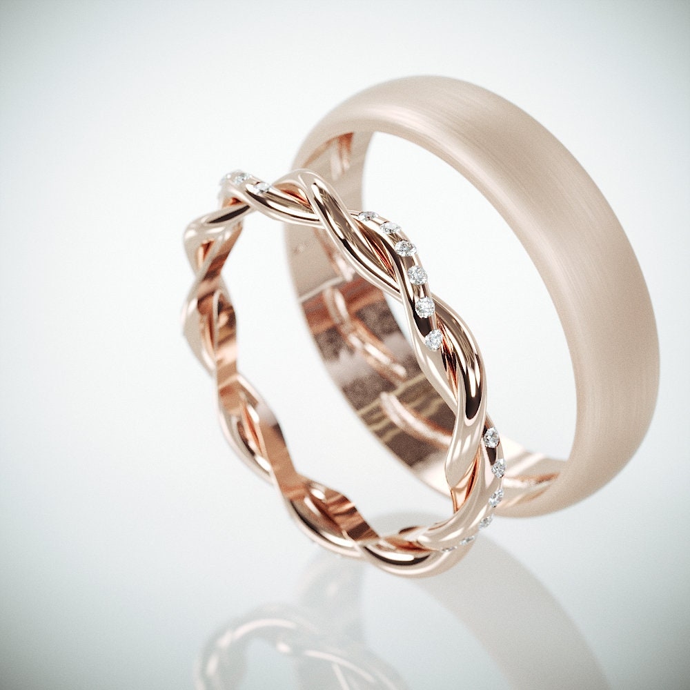 Braided wedding ring set clearance