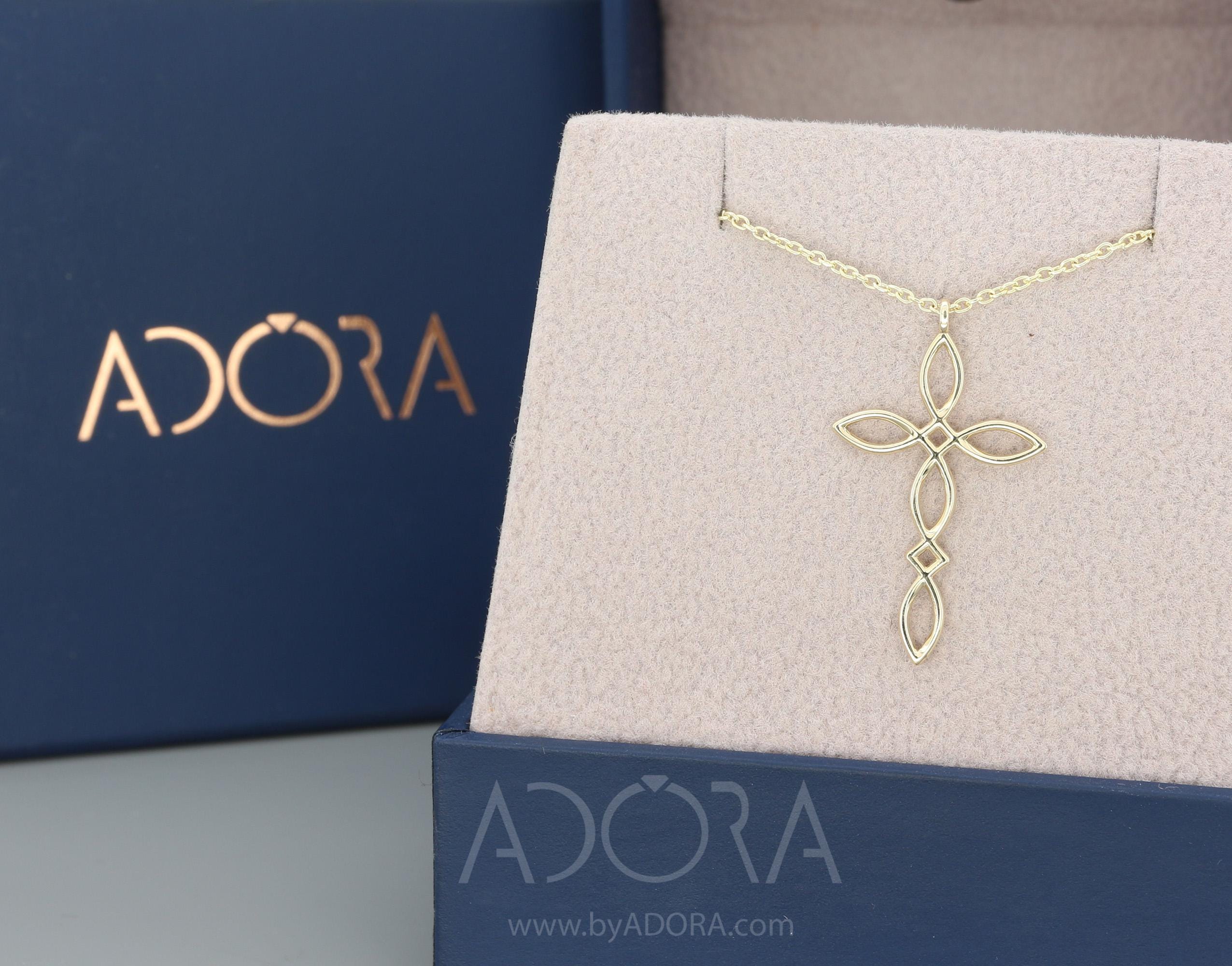 14k Gold Intertwined Celtic Cross Pendant, Elegant Necklace, Gift