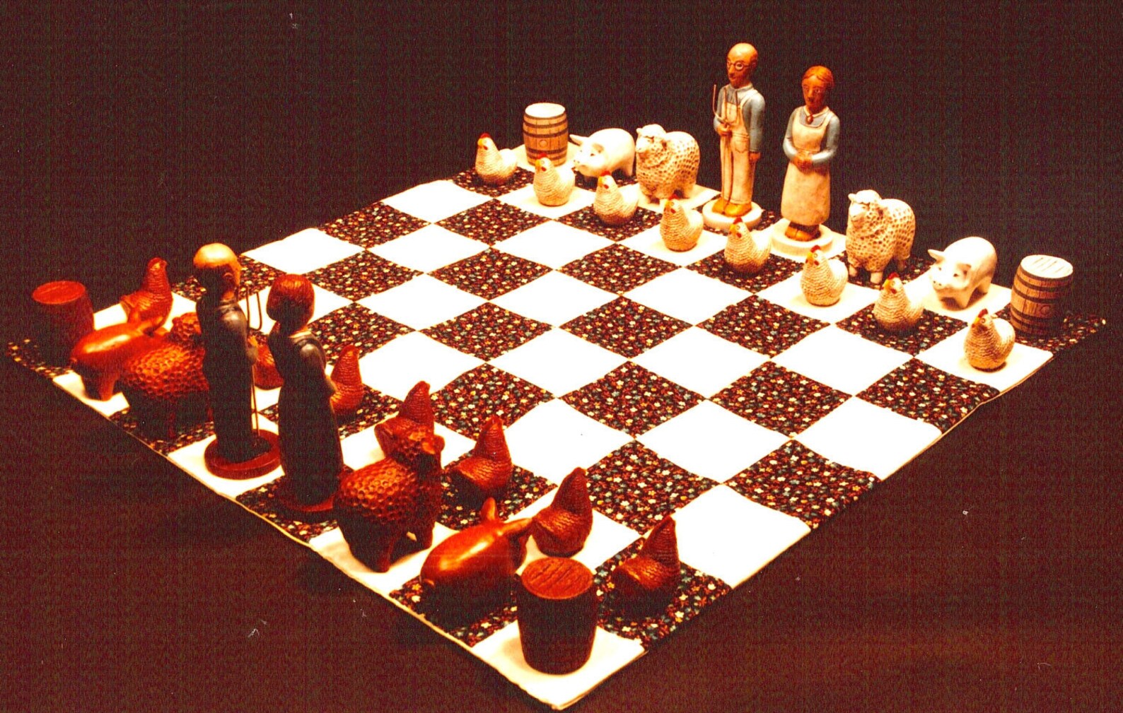 Country Chess Set Farm Animalsamerican Gothic Etsy