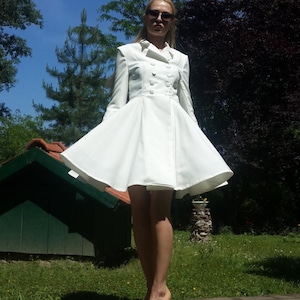 evening white dress / women jacket dress /women white dress / dress with collar / evening / wedding dress sleeves / wedding sleeves / collar image 1