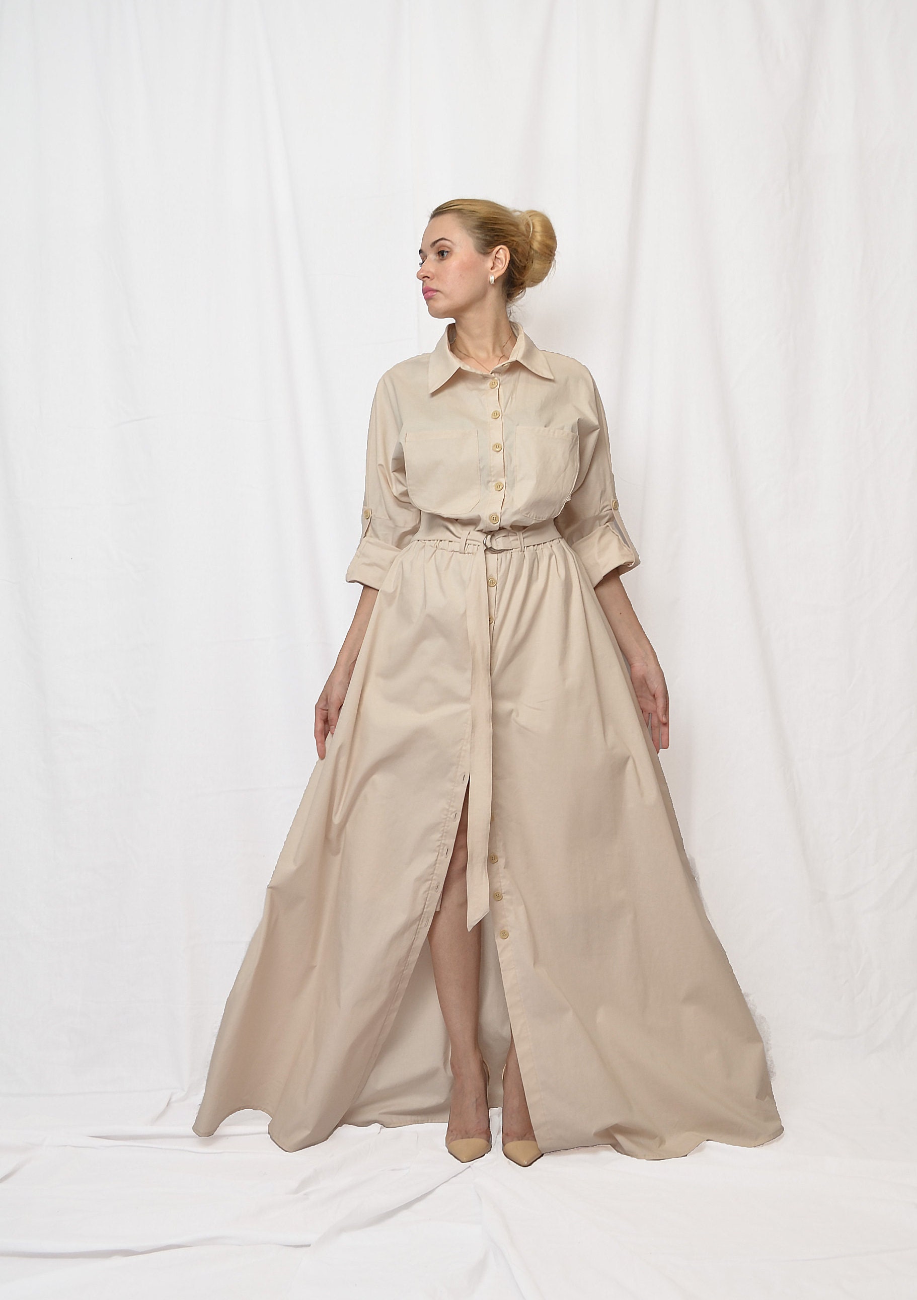 Cotton Maxi Dress, White Cotton Dress, White Summer Dress, Long White