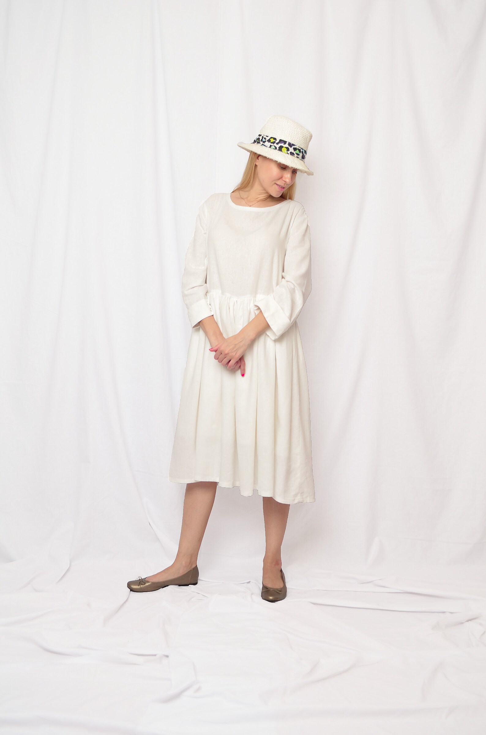 White Linen Dress Plus Size Clothing Linen Womens Clothing Etsy Canada