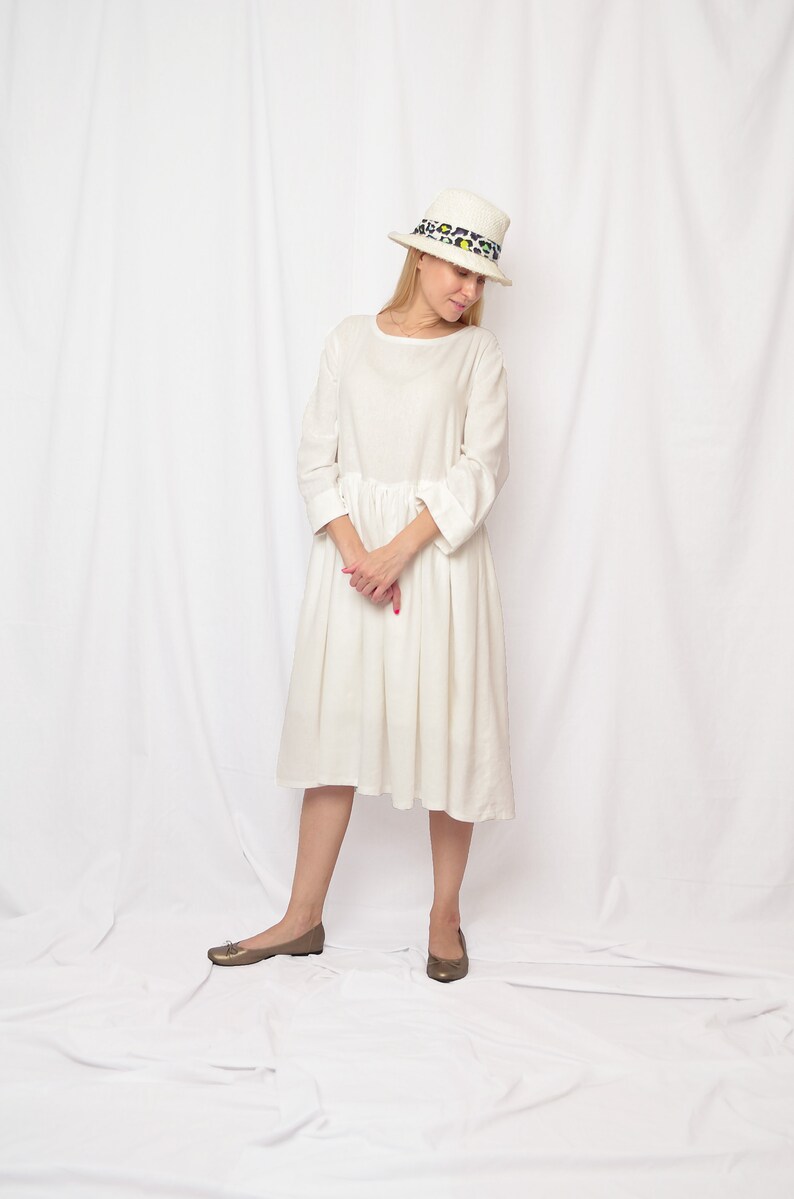 White Linen Dress Plus Size Clothing Linen Womens Clothing Etsy