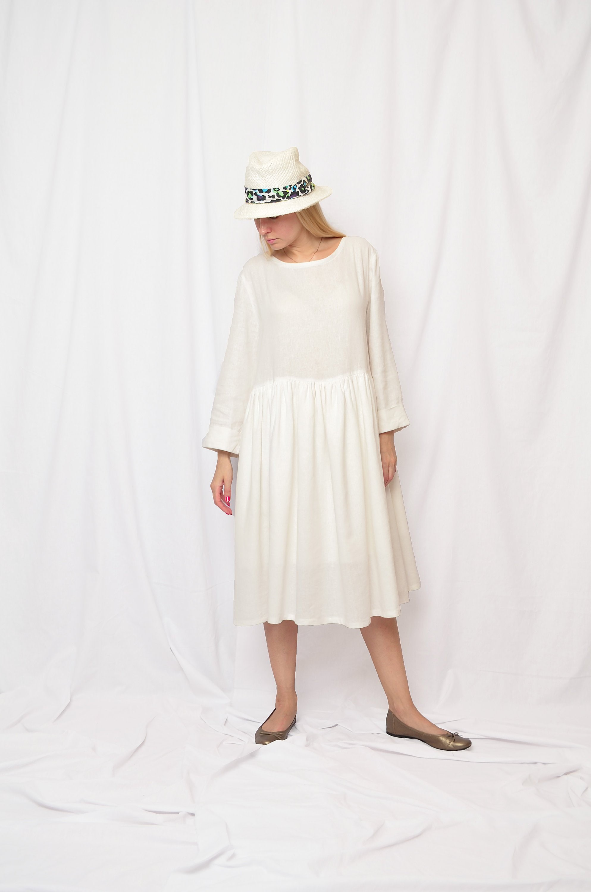 White Linen Dress Plus Size Clothing Linen Womens Clothing Etsy