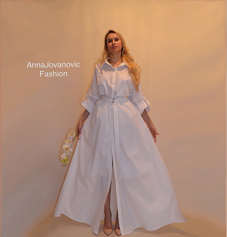 Cotton Maxi Dress, White Cotton Dress, White Summer Dress, Long White