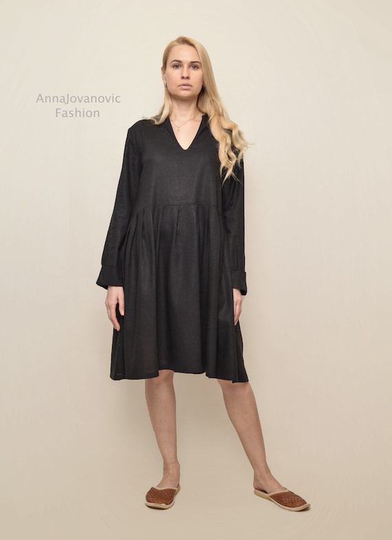 long black linen dress